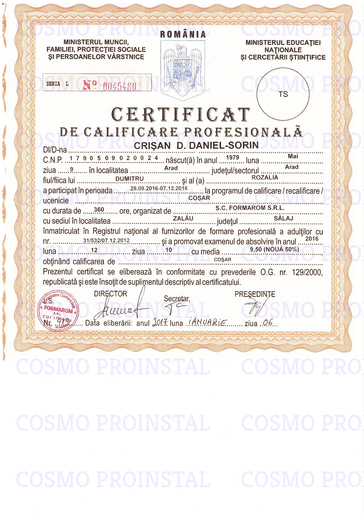 Certificat Coserit